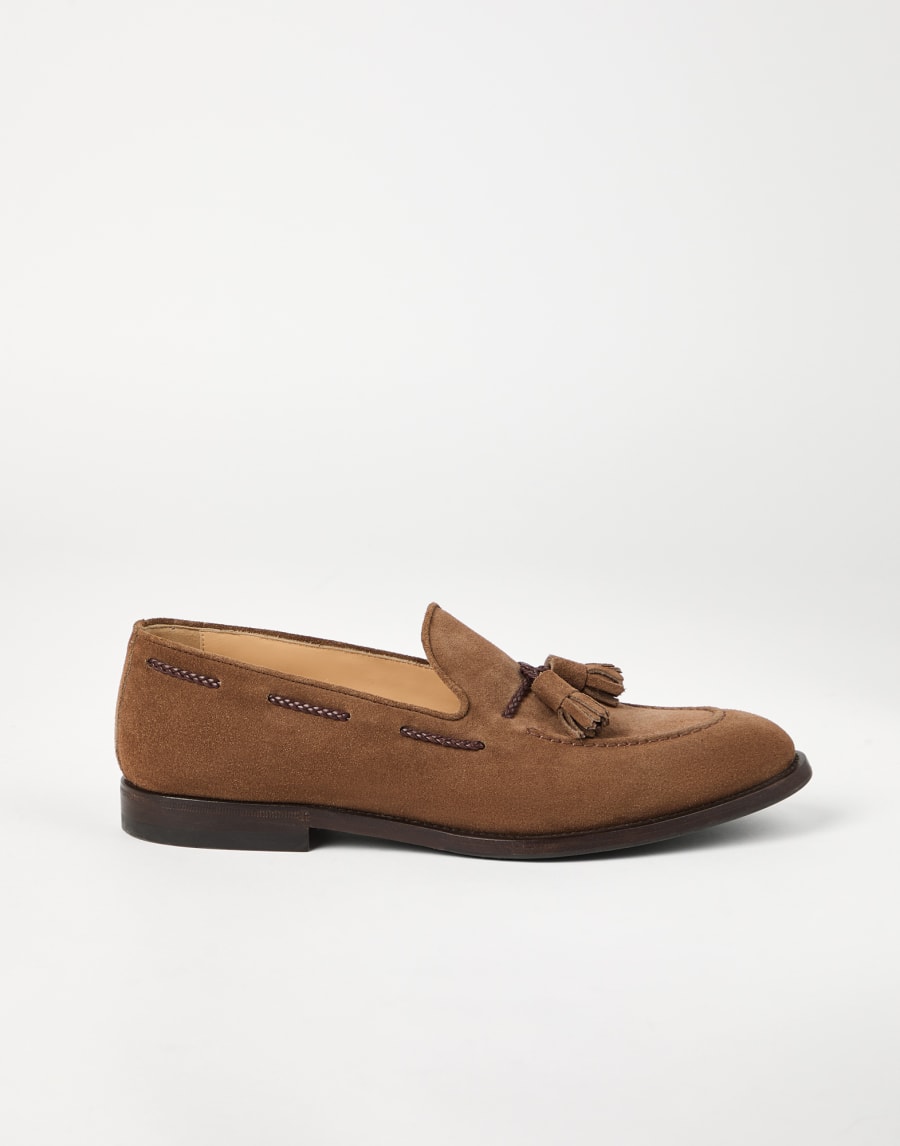 Loafer aus Veloursleder Kastanienbraun Herren - Brunello Cucinelli