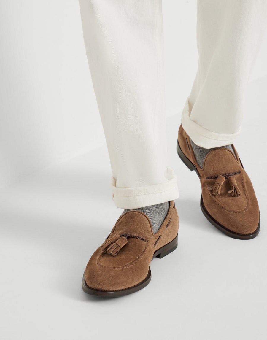 绒面革乐福鞋 栗色 男款 - Brunello Cucinelli