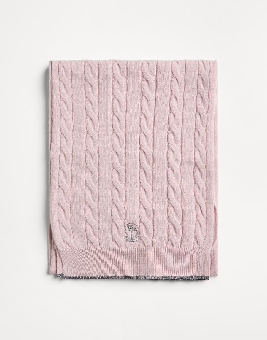 Sciarpa in maglia a treccia Rosa Bambina - Brunello Cucinelli
