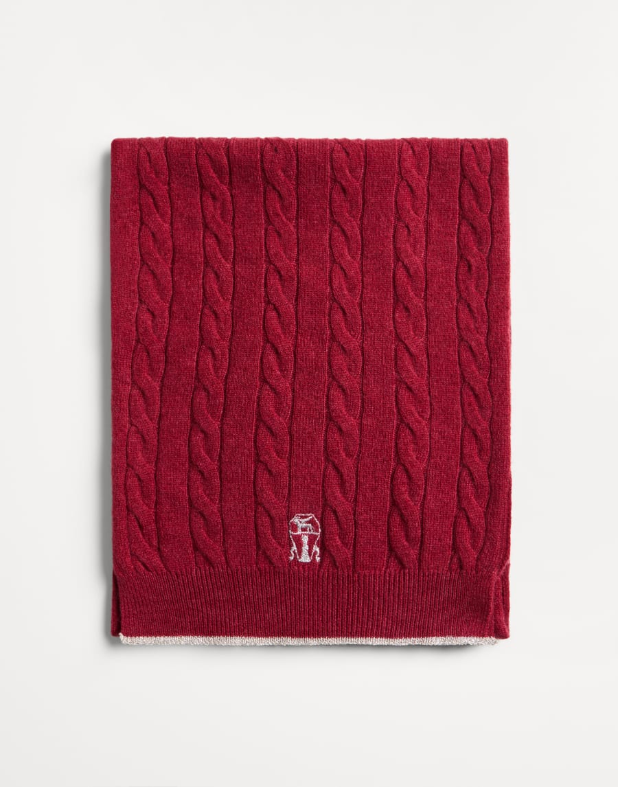 Sciarpa in maglia a treccia Rosso Bambina - Brunello Cucinelli