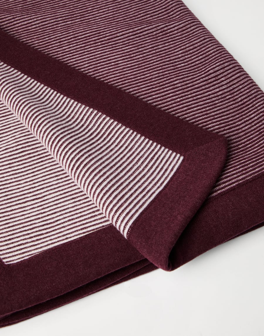 コントラストボーダー カシミヤ ブランケット アマランス ライフスタイル - Brunello Cucinelli