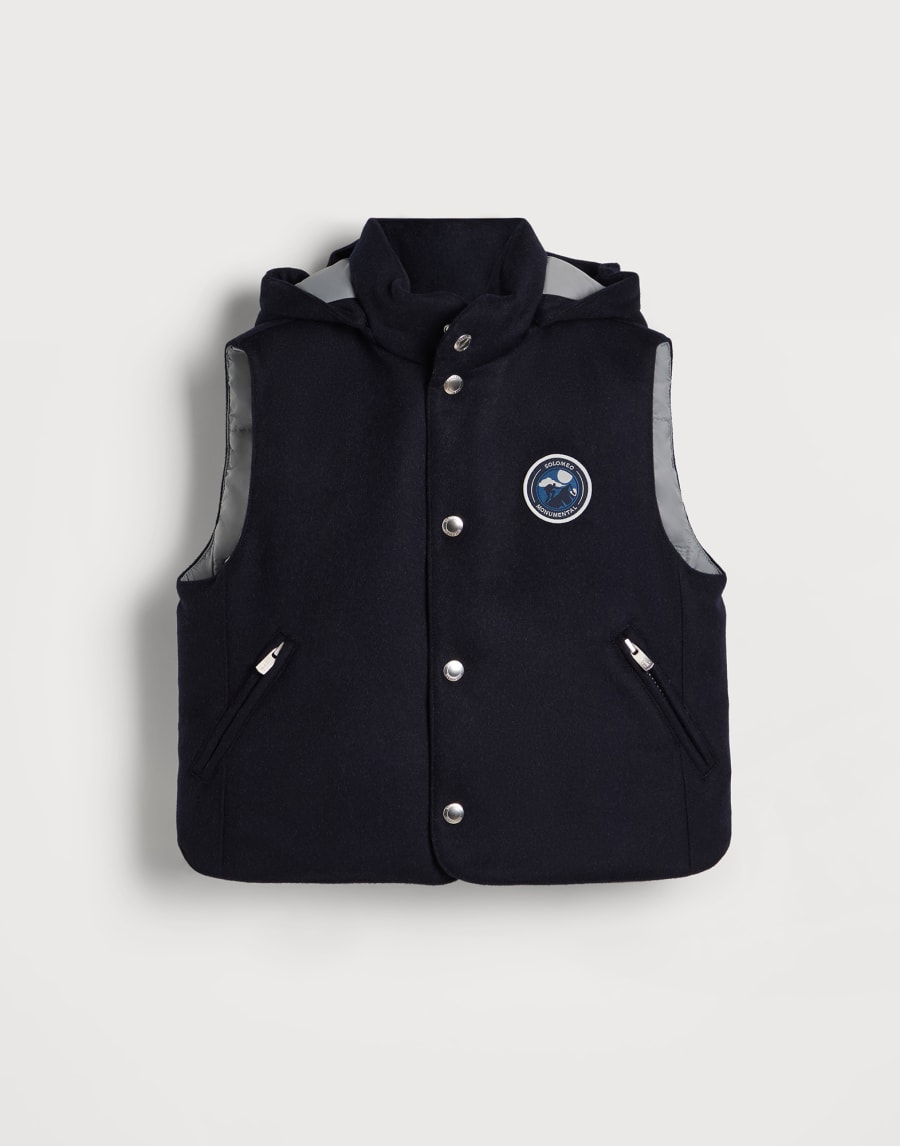 Flannel down vest Navy Blue Boys - Brunello Cucinelli