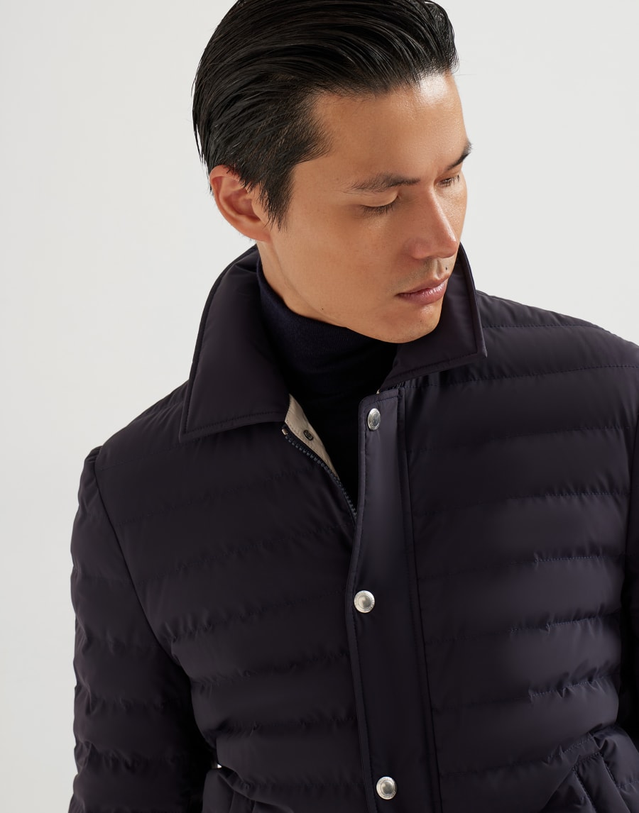 Taffeta down jacket Navy Blue Man - Brunello Cucinelli