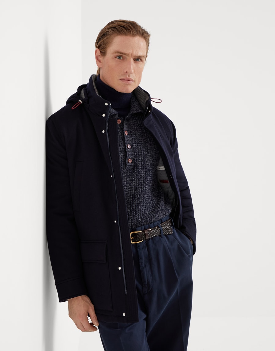 Parka with detachable hood Navy Blue Man - Brunello Cucinelli