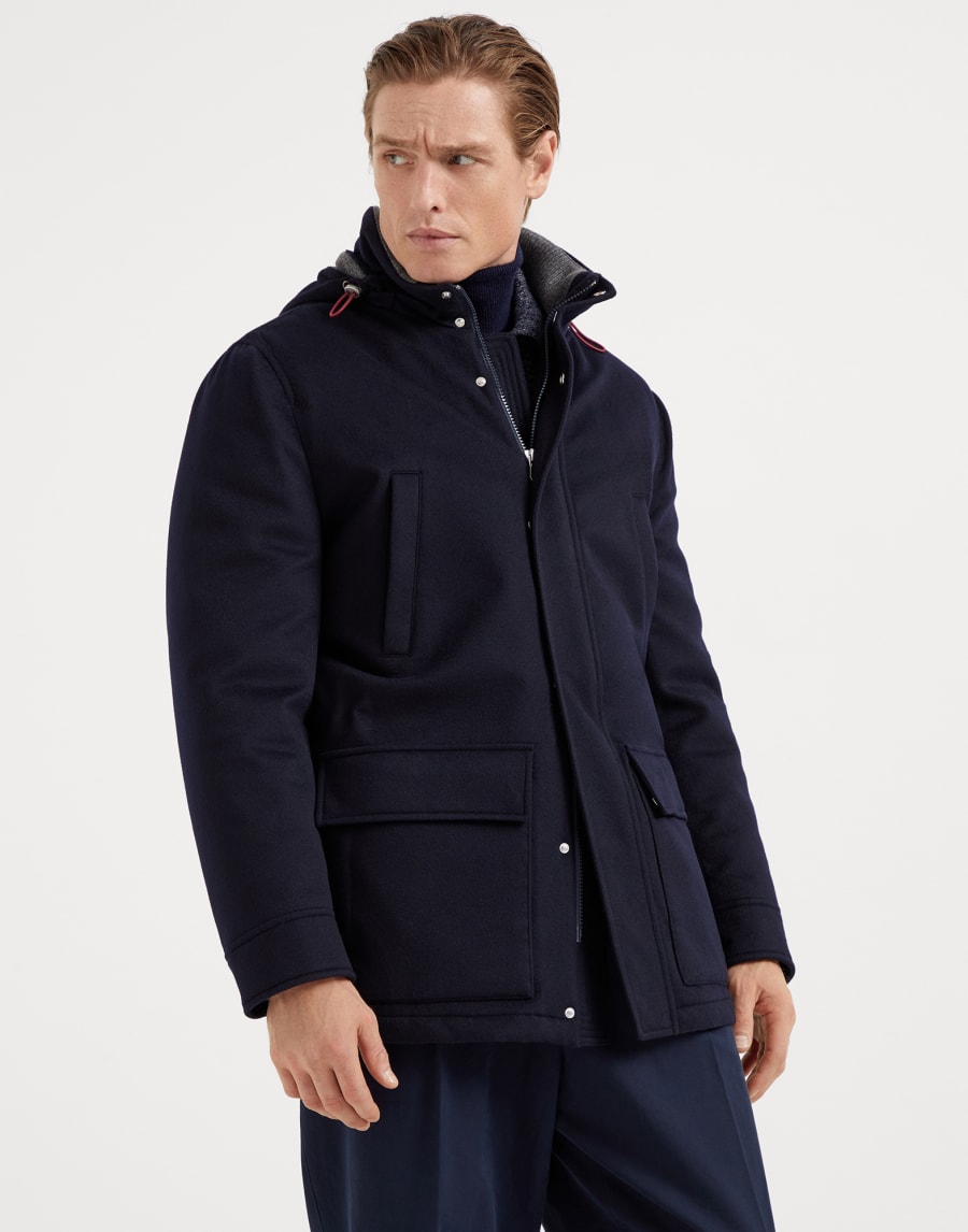Parka with detachable hood Navy Blue Man - Brunello Cucinelli