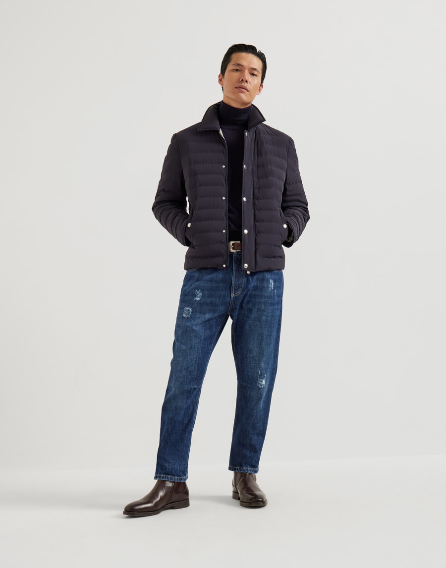 Taffeta down jacket Navy Blue Man - Brunello Cucinelli