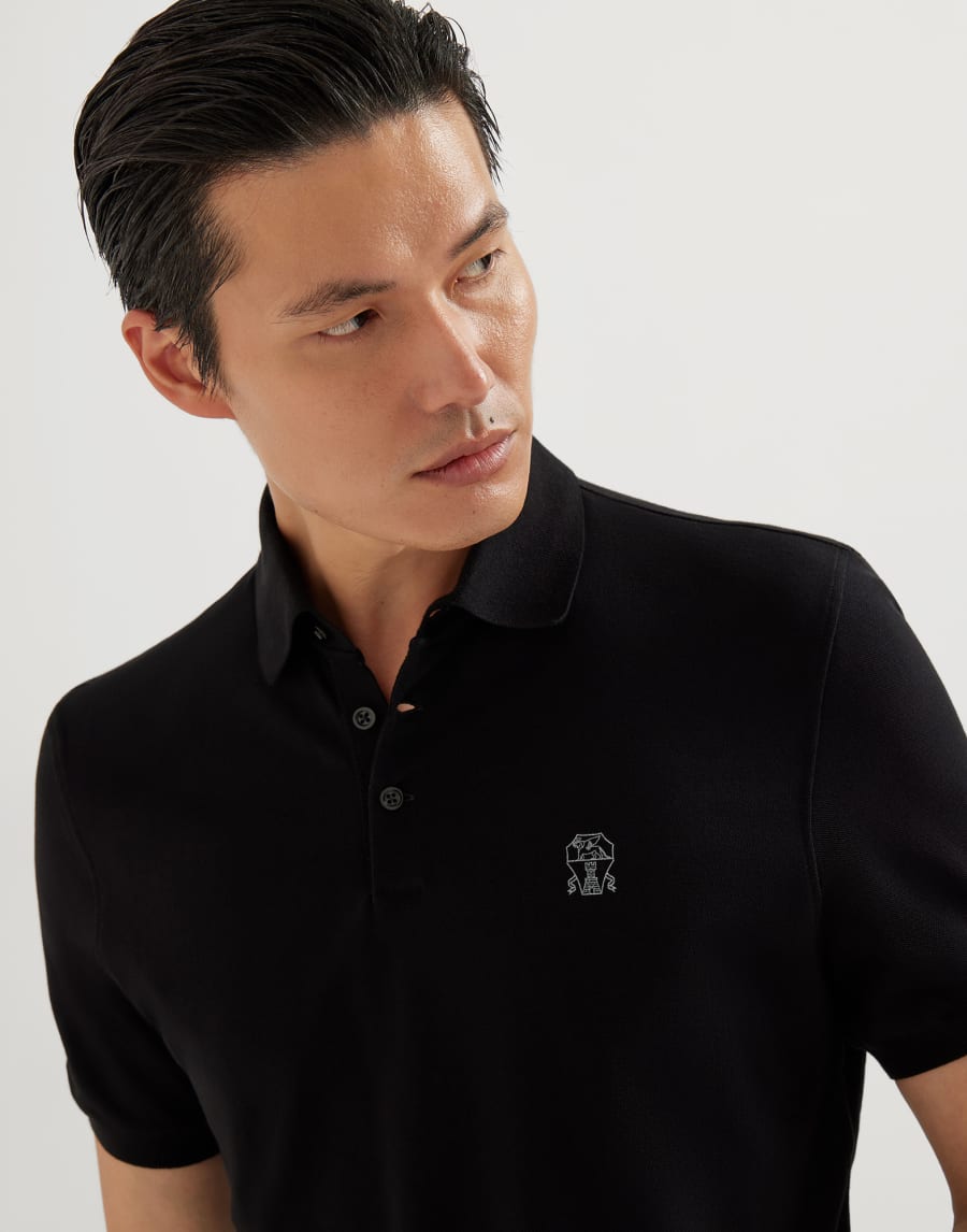 Piqué polo shirt Black Man - Brunello Cucinelli