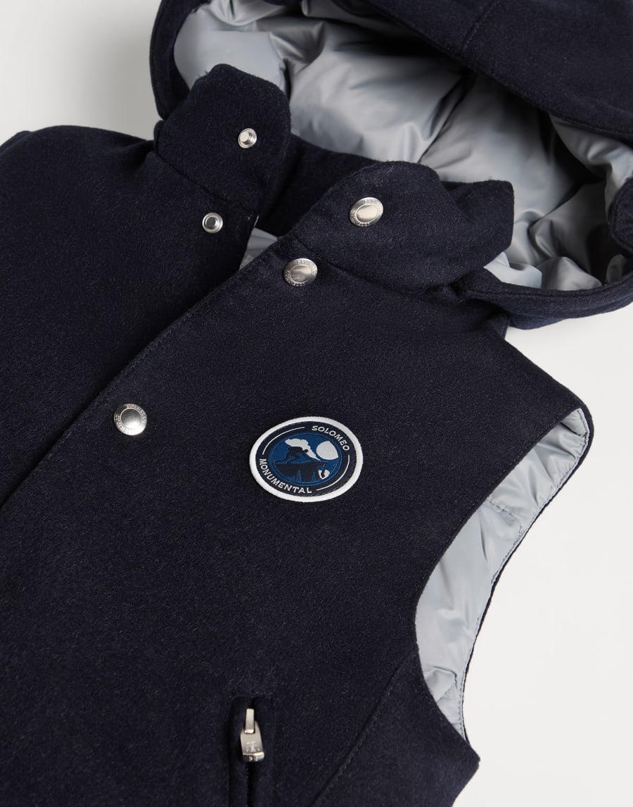 Flannel down vest Navy Blue Boys - Brunello Cucinelli