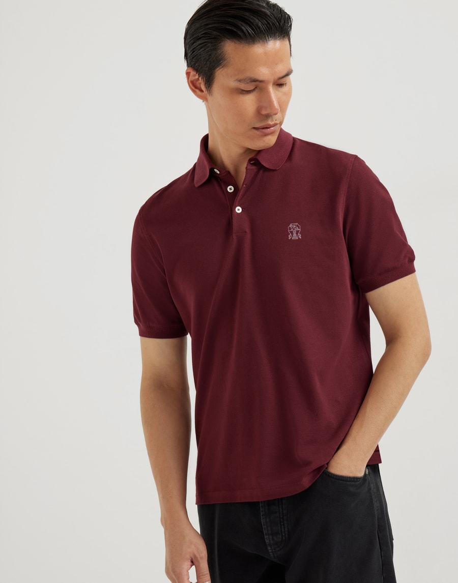 Piqué polo shirt Bordeaux Man - Brunello Cucinelli