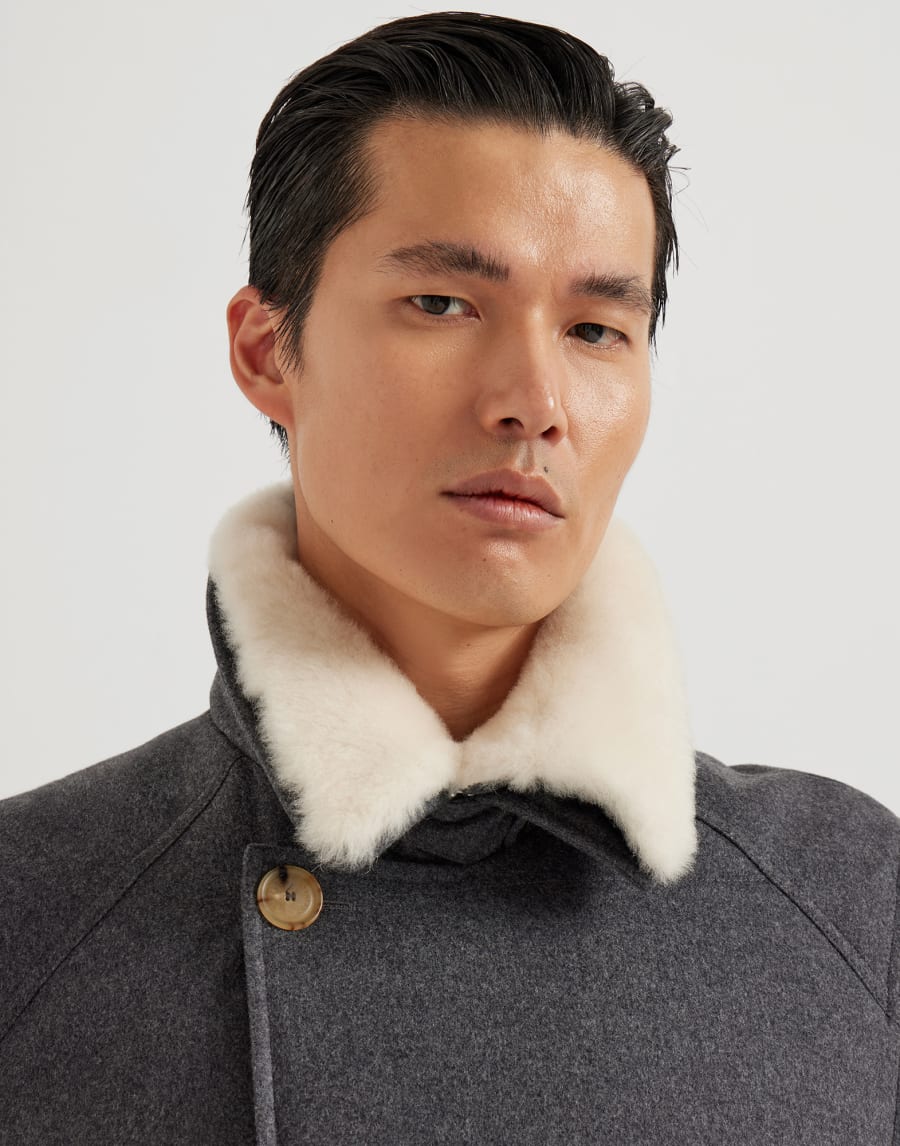 One-and-a-half-breasted down coat Anthracite Man - Brunello Cucinelli