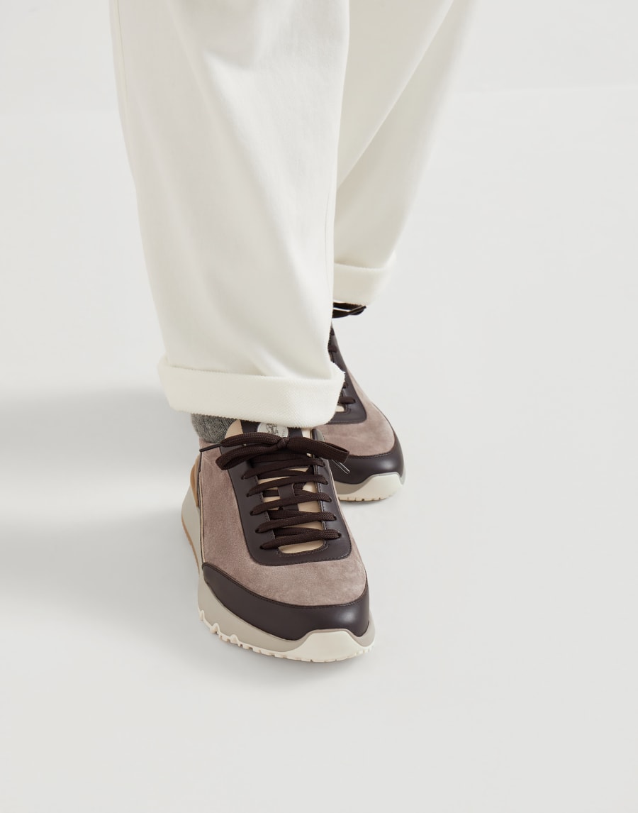 Suede and calfskin runners Light Brown Man - Brunello Cucinelli