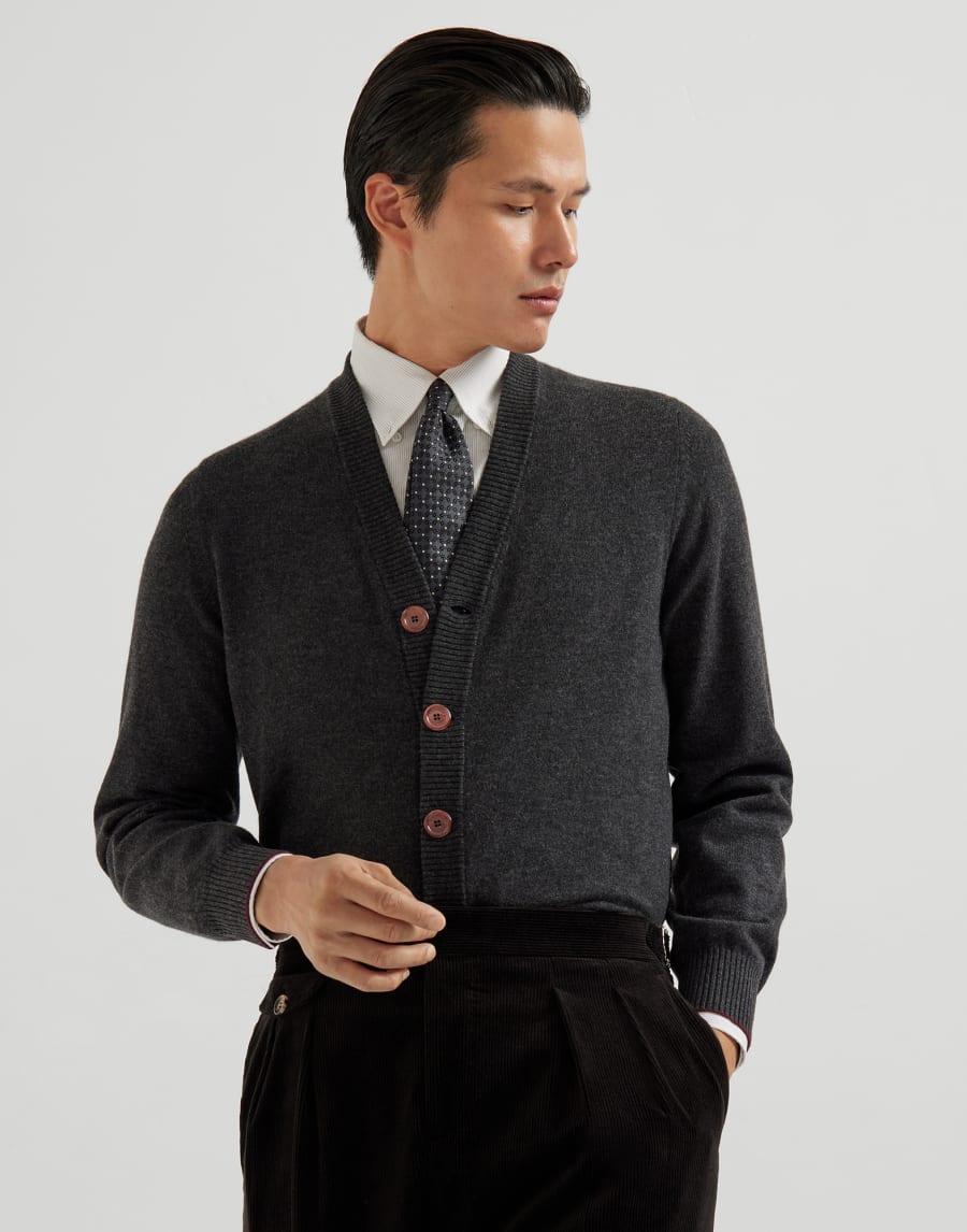 Cashmere cardigan Anthracite Man - Brunello Cucinelli