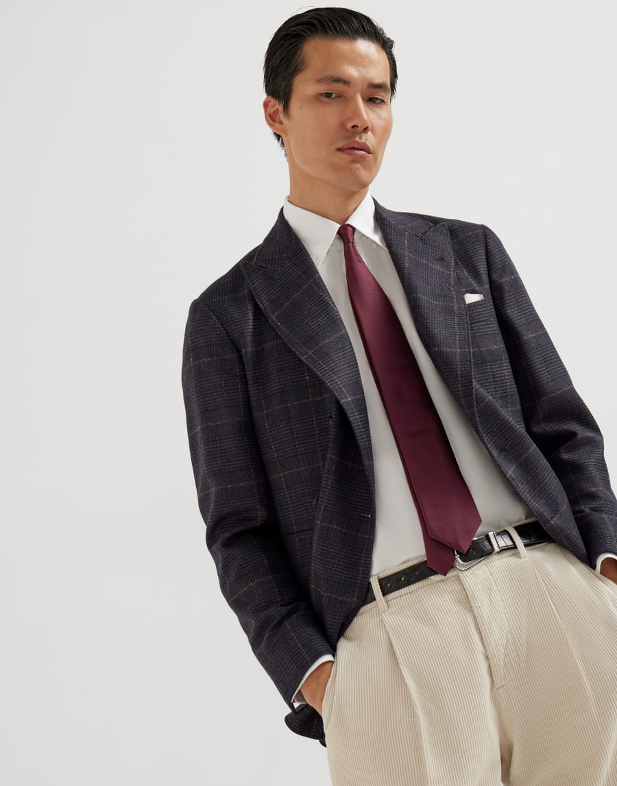 Prince of Wales deconstructed blazer Anthracite Man - Brunello Cucinelli