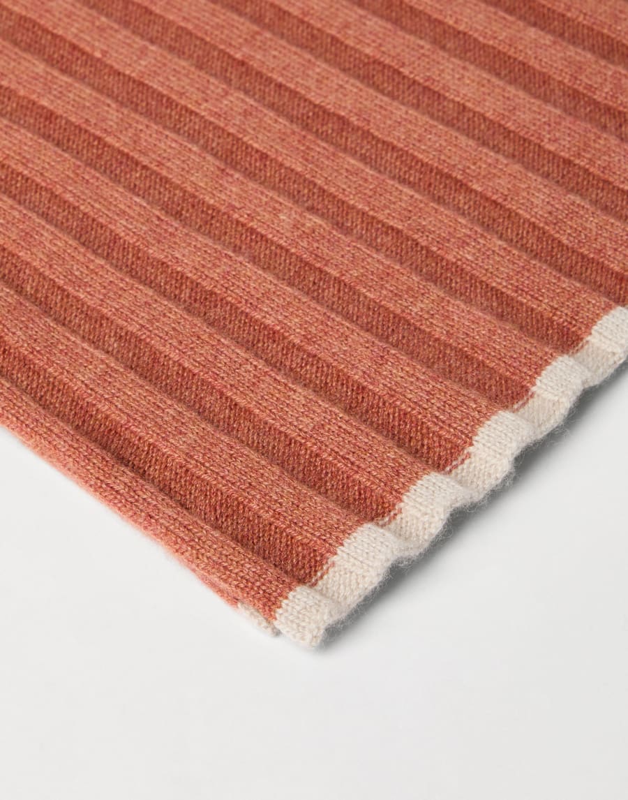 Rib knit scarf Orange Man - Brunello Cucinelli