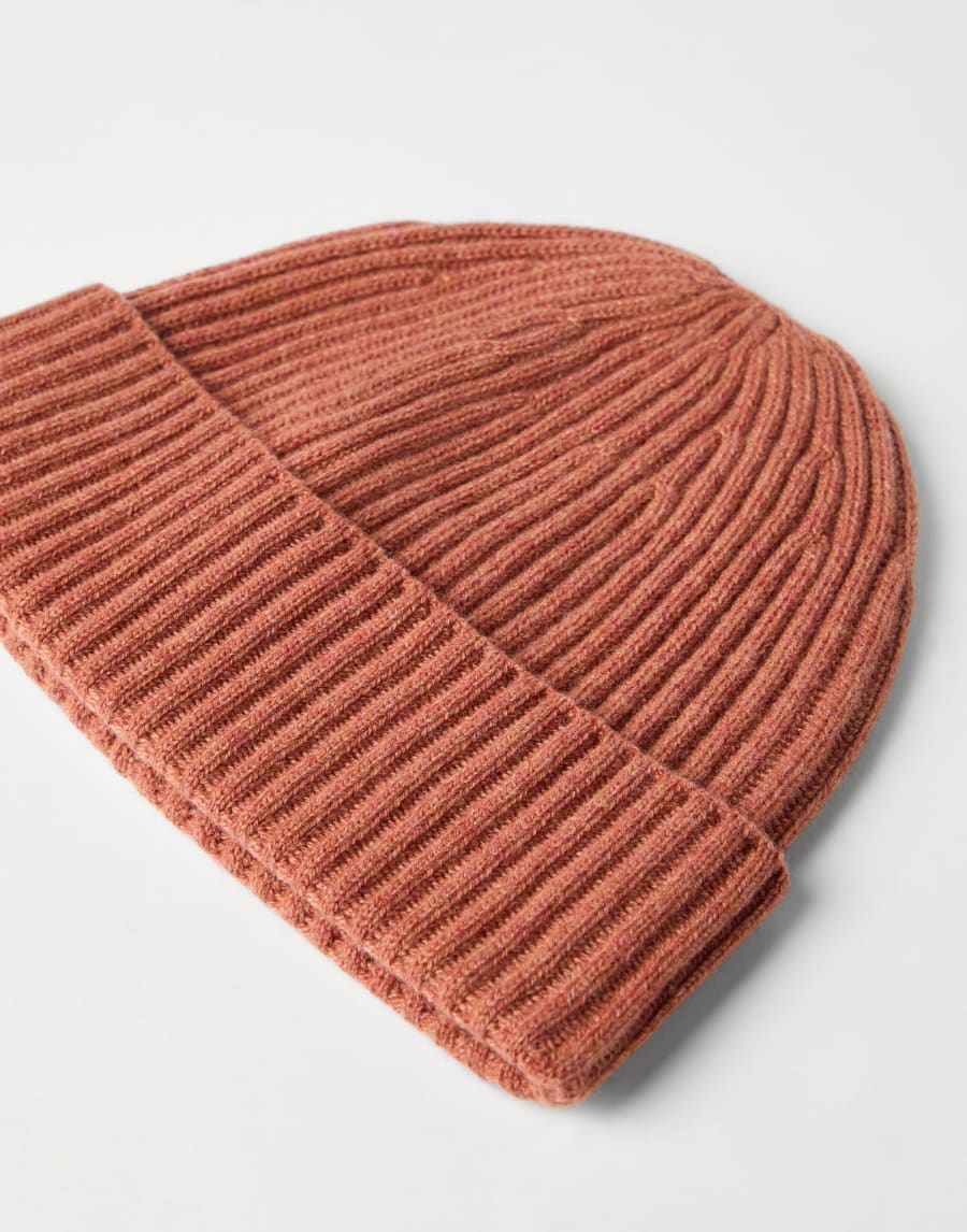 Cashmere rib knit beanie Orange Man - Brunello Cucinelli