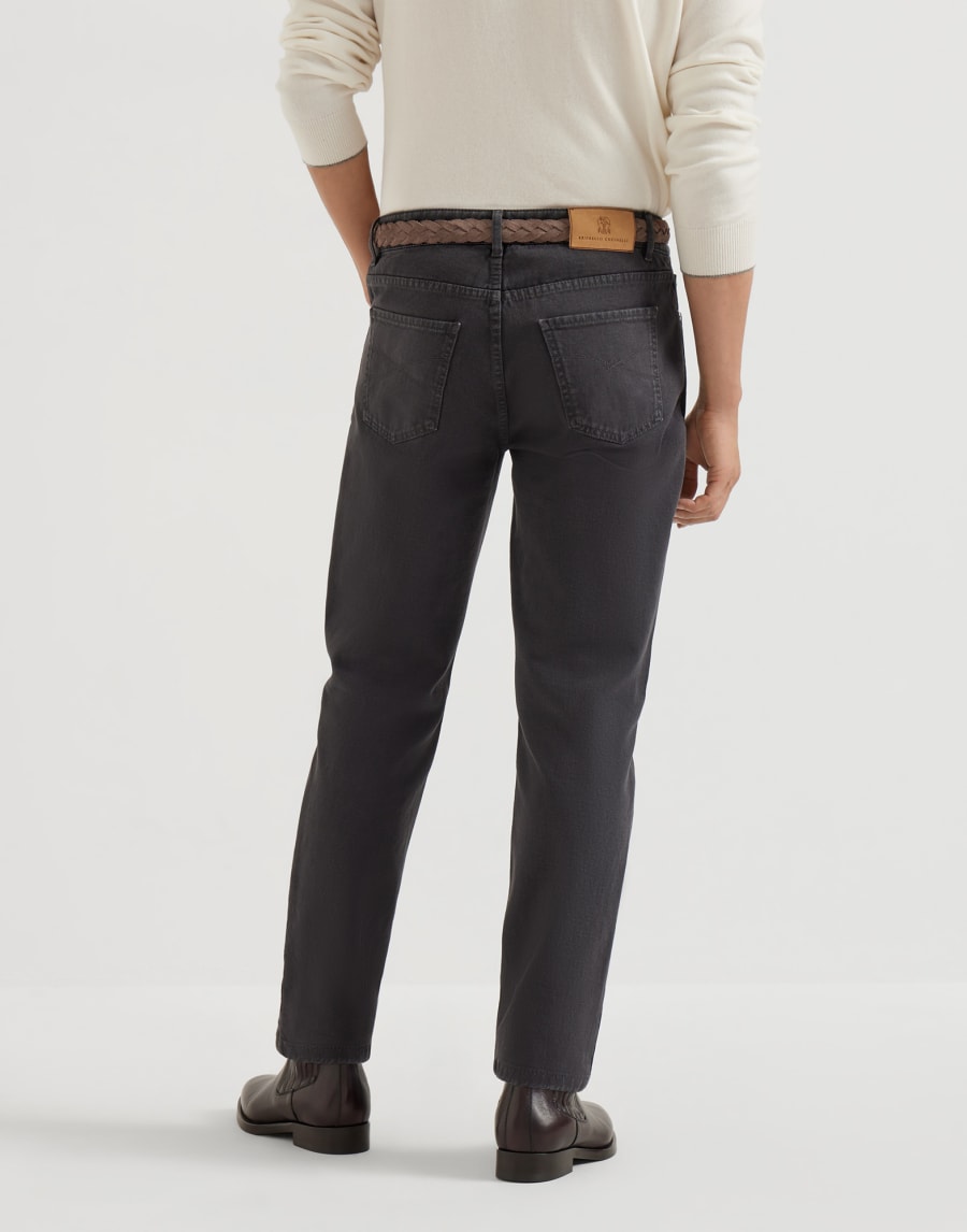Garment-dyed denim trousers Anthracite Man - Brunello Cucinelli