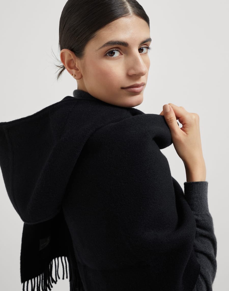 Knit scarf with hood Black Woman - Brunello Cucinelli