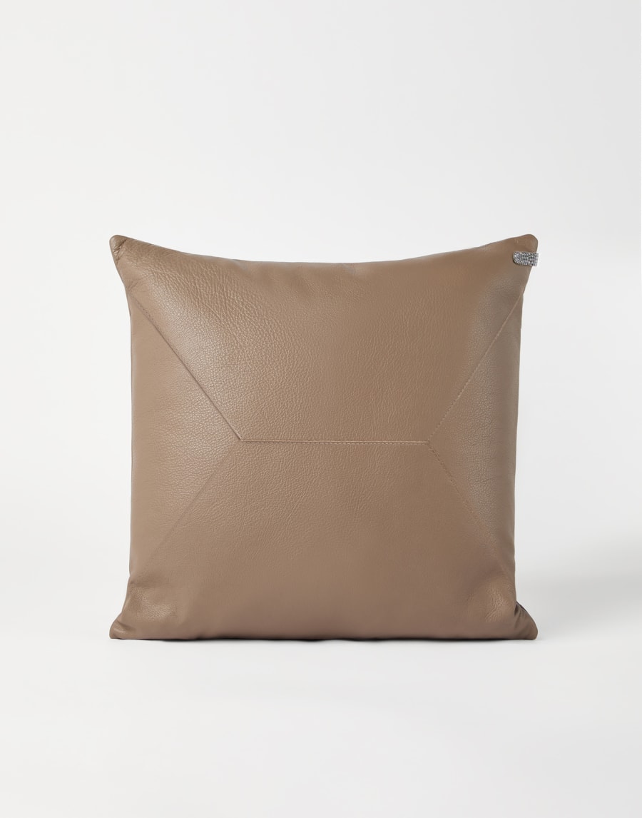 Leather cushion with monili Brown Lifestyle - Brunello Cucinelli