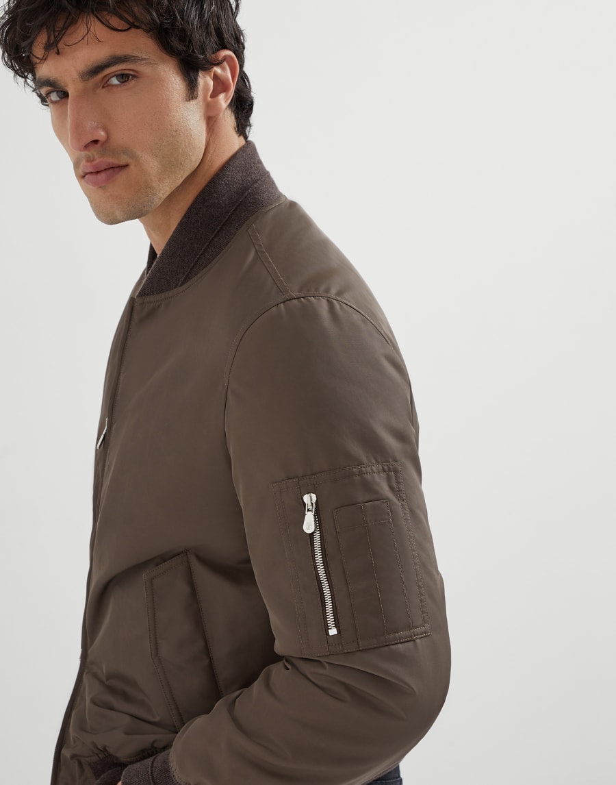 Bomber jacket with padding Brown Man - Brunello Cucinelli