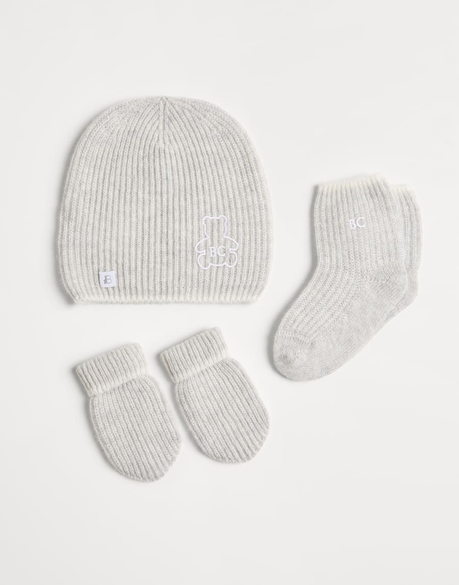 Set papalina, guanti e calzini Baby Bernie Nebbia Baby - Brunello Cucinelli