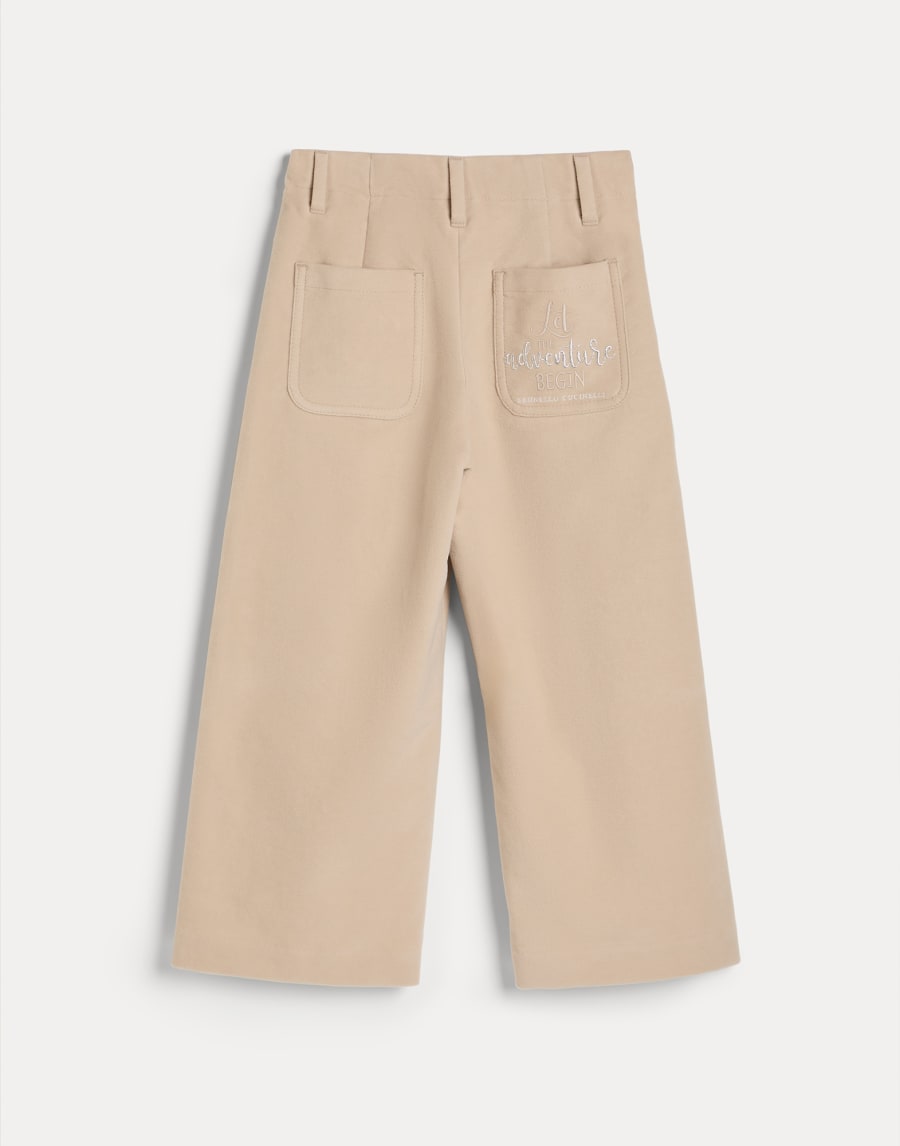 Pantalone Square Cut Sabbia Bambina - Brunello Cucinelli
