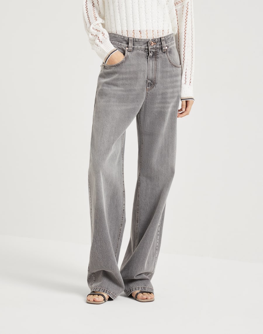 Contemporary Loose trousers Grey Denim Woman - Brunello Cucinelli