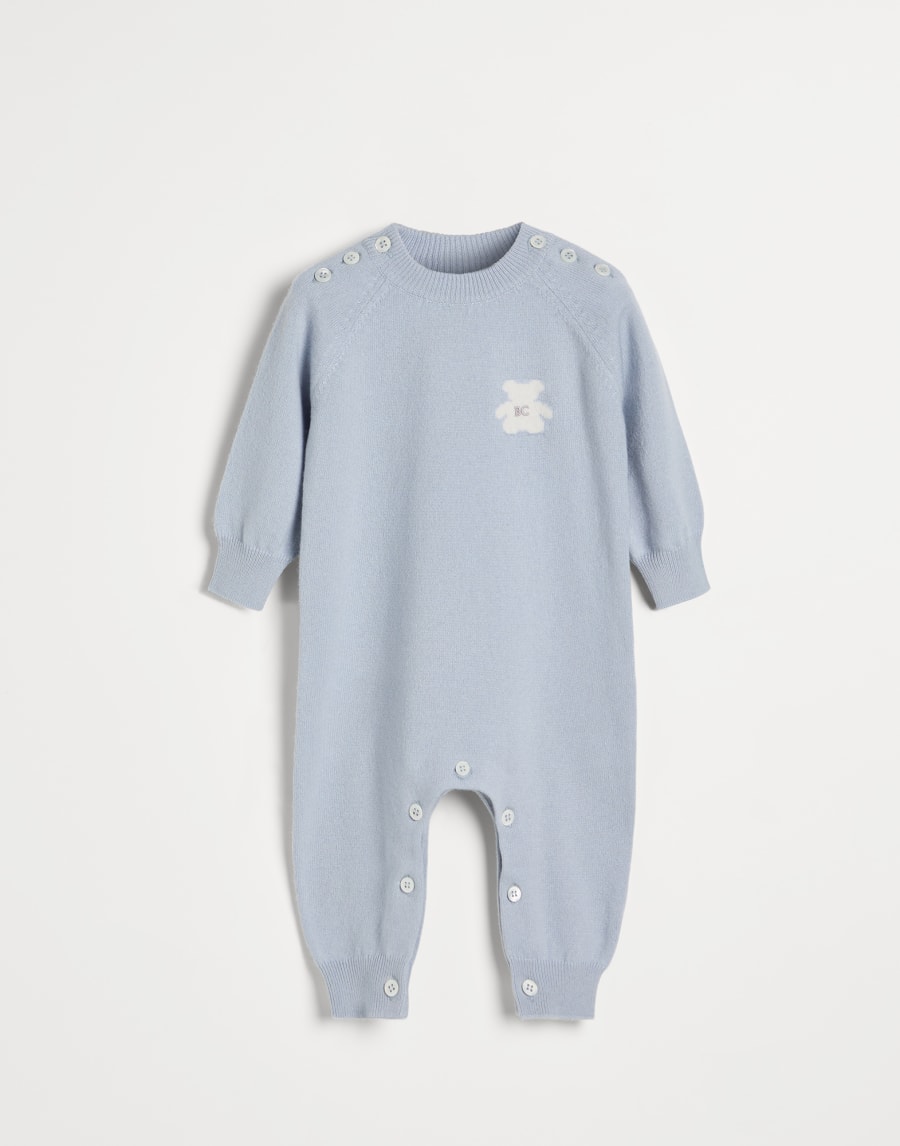 Baby Bernie knit coverall Sky Blue Baby - Brunello Cucinelli