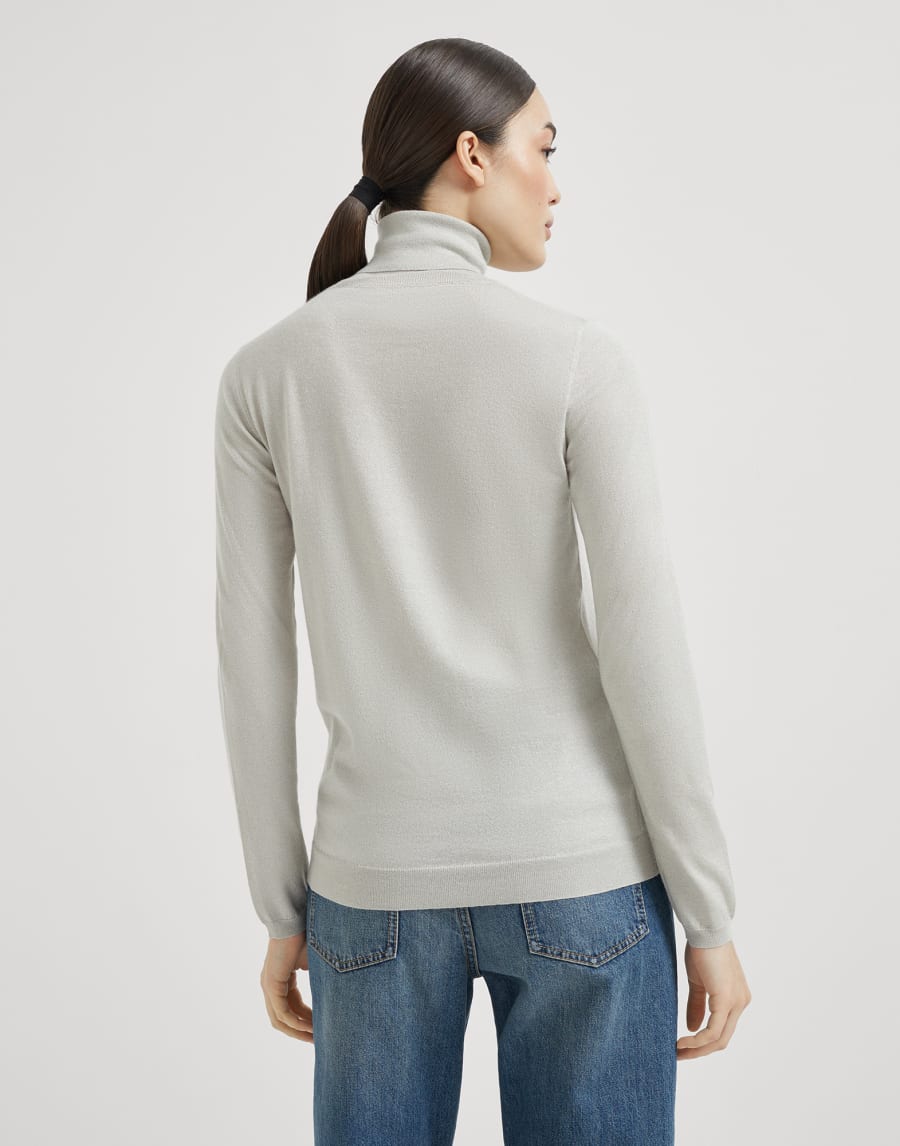Cashmere and silk Sparkling sweater Pearl Grey Woman - Brunello Cucinelli