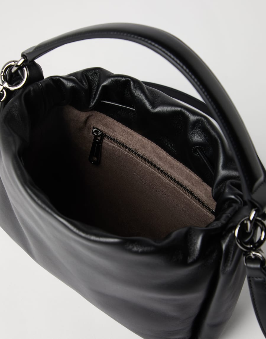 Small Soft Leather Mellow Bucket bag Black Woman - Brunello Cucinelli