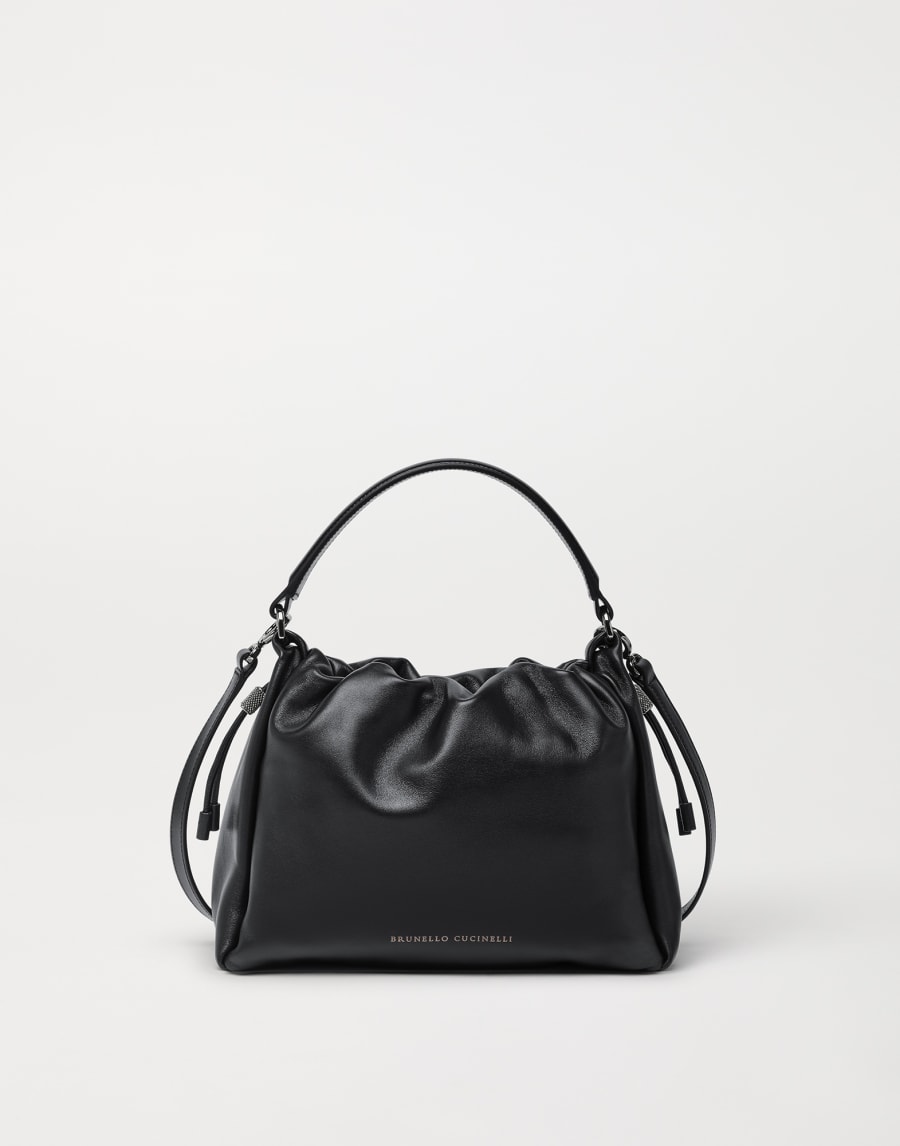 Bolso Bucket Mellow pequeño de piel Soft Negro Mujer - Brunello Cucinelli