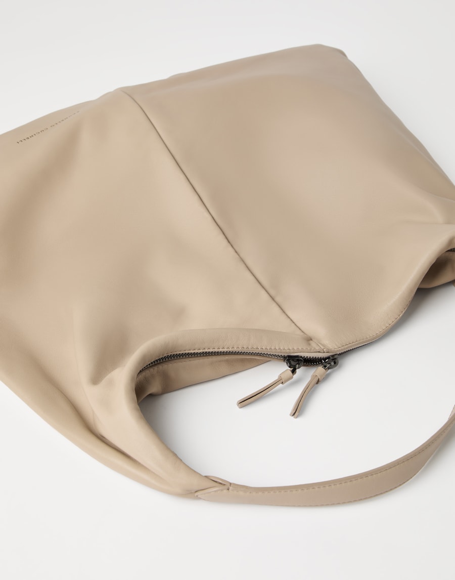 Nappa leather Hobo Swing bag Beige Woman - Brunello Cucinelli