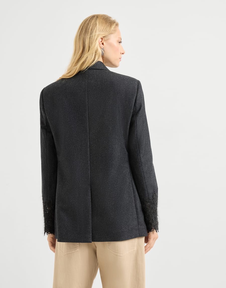 Blazer mit Wispy Lace Cuffs Dunkelgrau Damen - Brunello Cucinelli