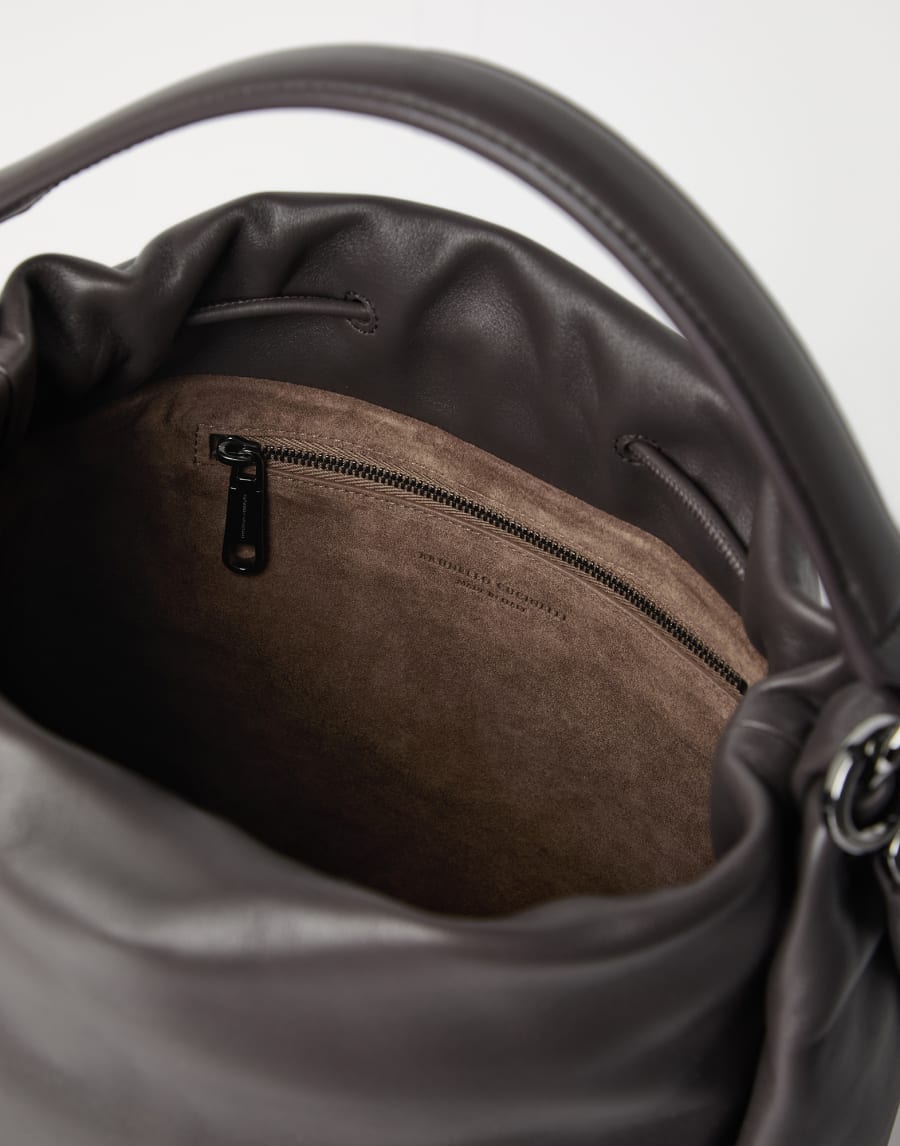 Soft leather Mellow Bucket bag Brown Woman - Brunello Cucinelli