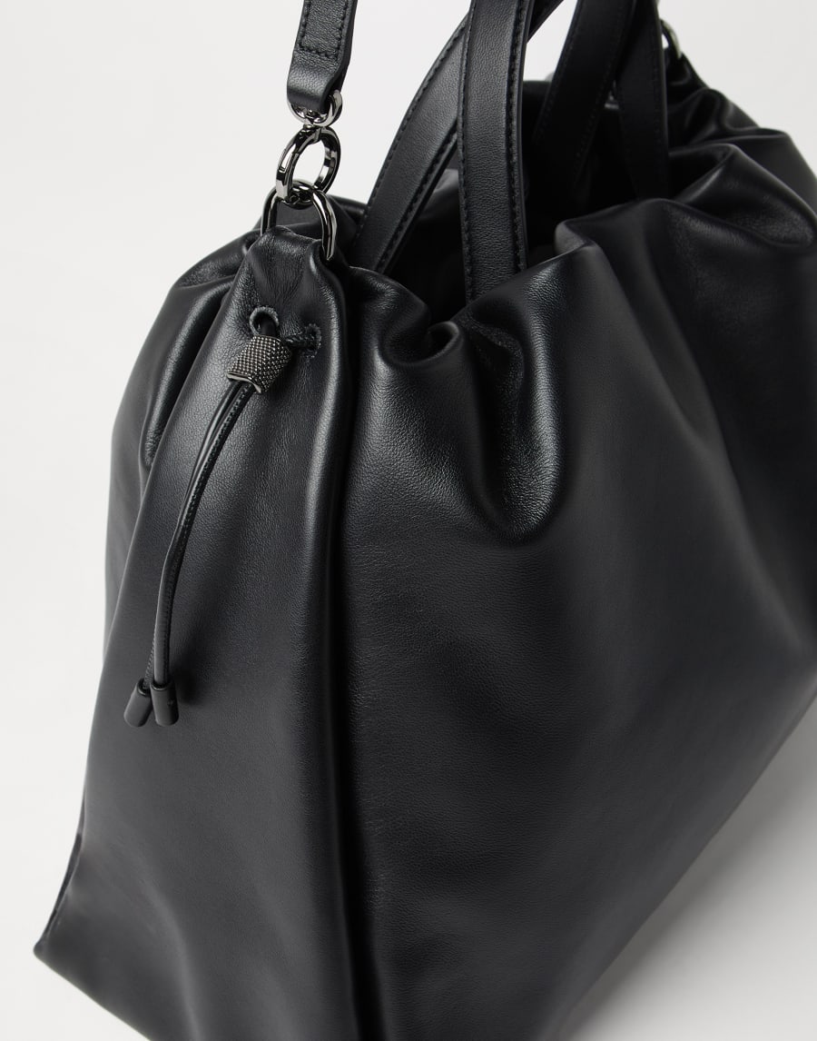 Large Soft leather Mellow Shopper bag Black Woman - Brunello Cucinelli