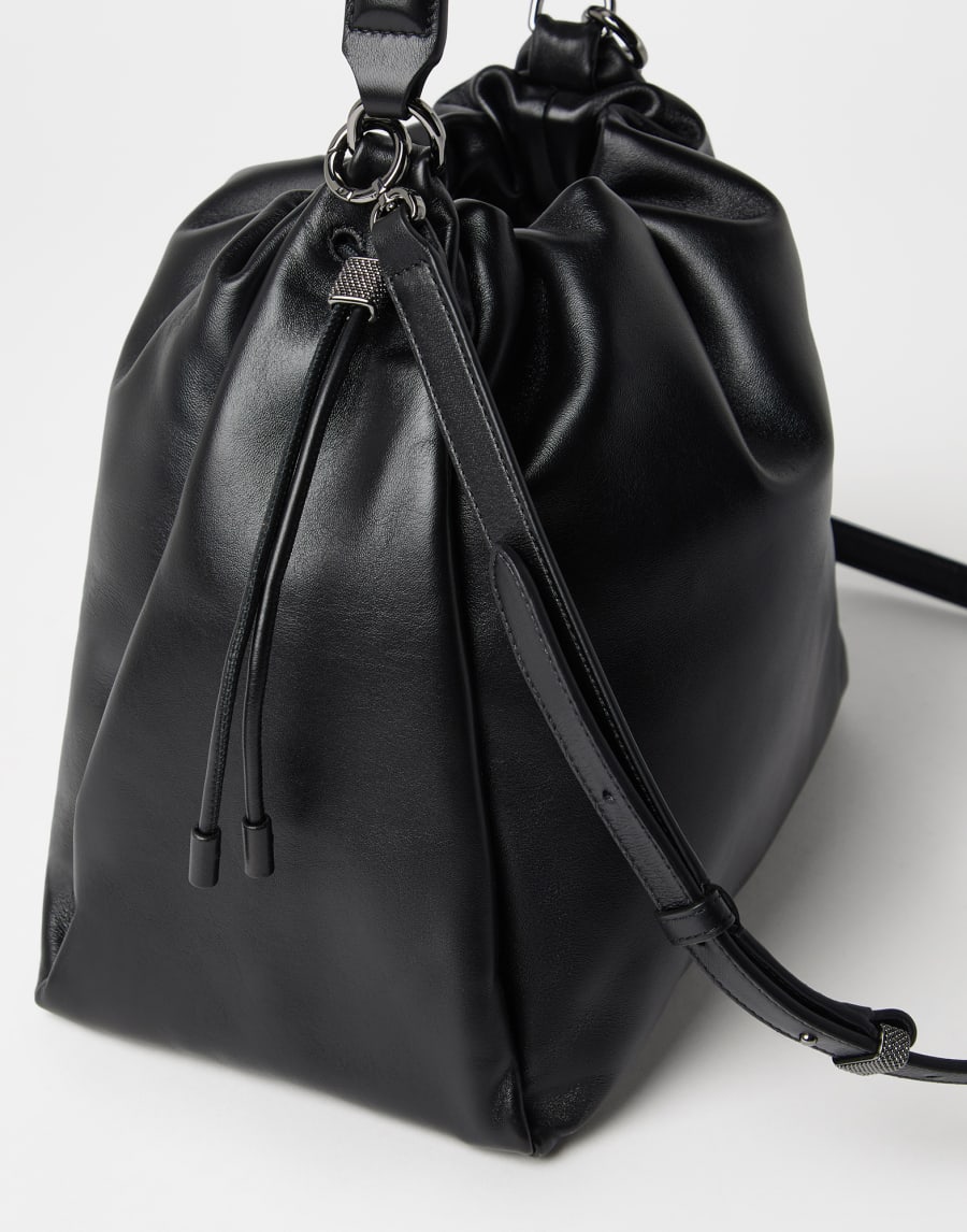 Soft leather Mellow Bucket bag Black Woman - Brunello Cucinelli