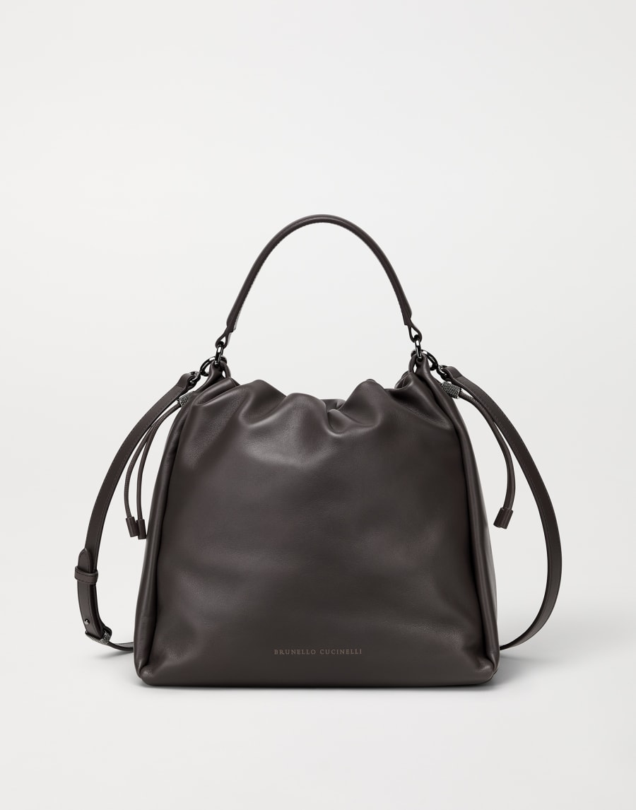 Soft leather Mellow Bucket bag Brown Woman - Brunello Cucinelli