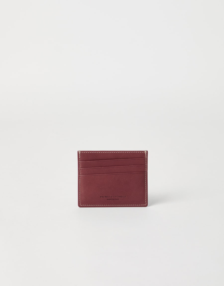 Calfskin card case Burgundy Man - Brunello Cucinelli