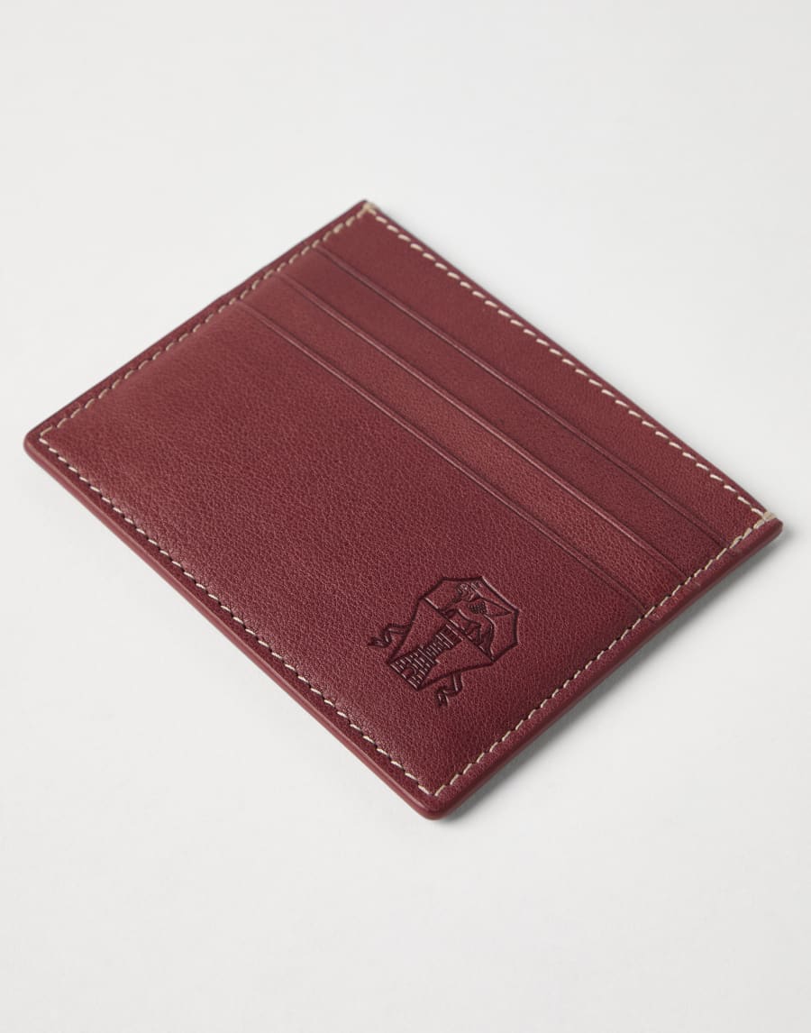 Calfskin card case Burgundy Man - Brunello Cucinelli