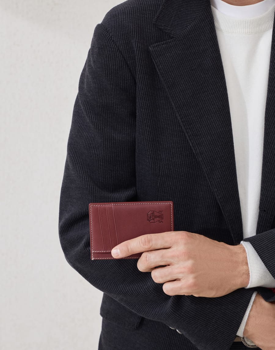 Calfskin card case Burgundy Man - Brunello Cucinelli