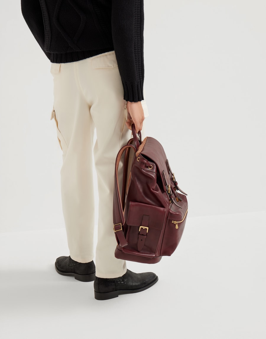 Calfskin backpack Burgundy Man - Brunello Cucinelli