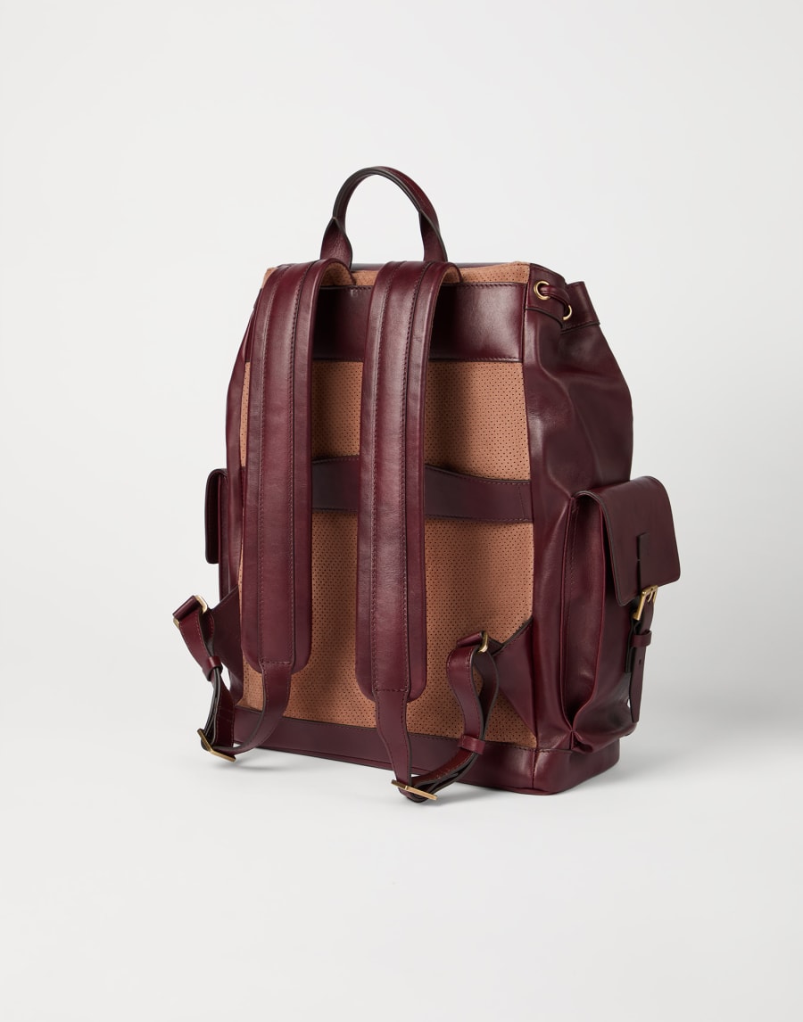 Calfskin backpack Burgundy Man - Brunello Cucinelli