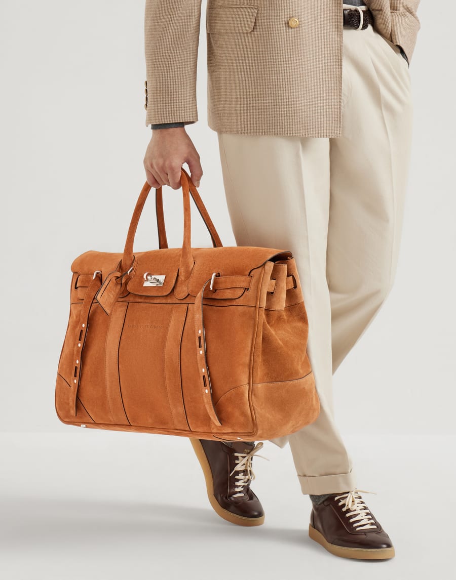 Suede bag Cognac Man - Brunello Cucinelli