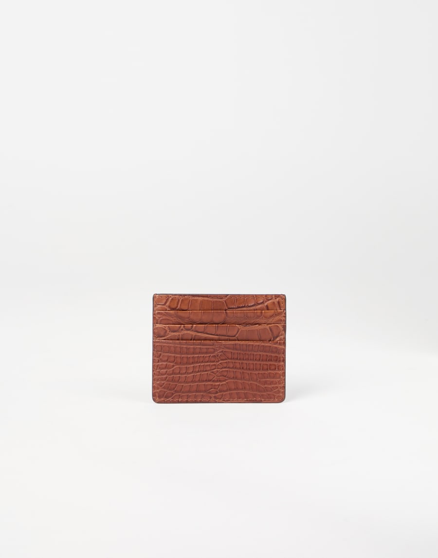 Alligator mini card case Cognac Man - Brunello Cucinelli