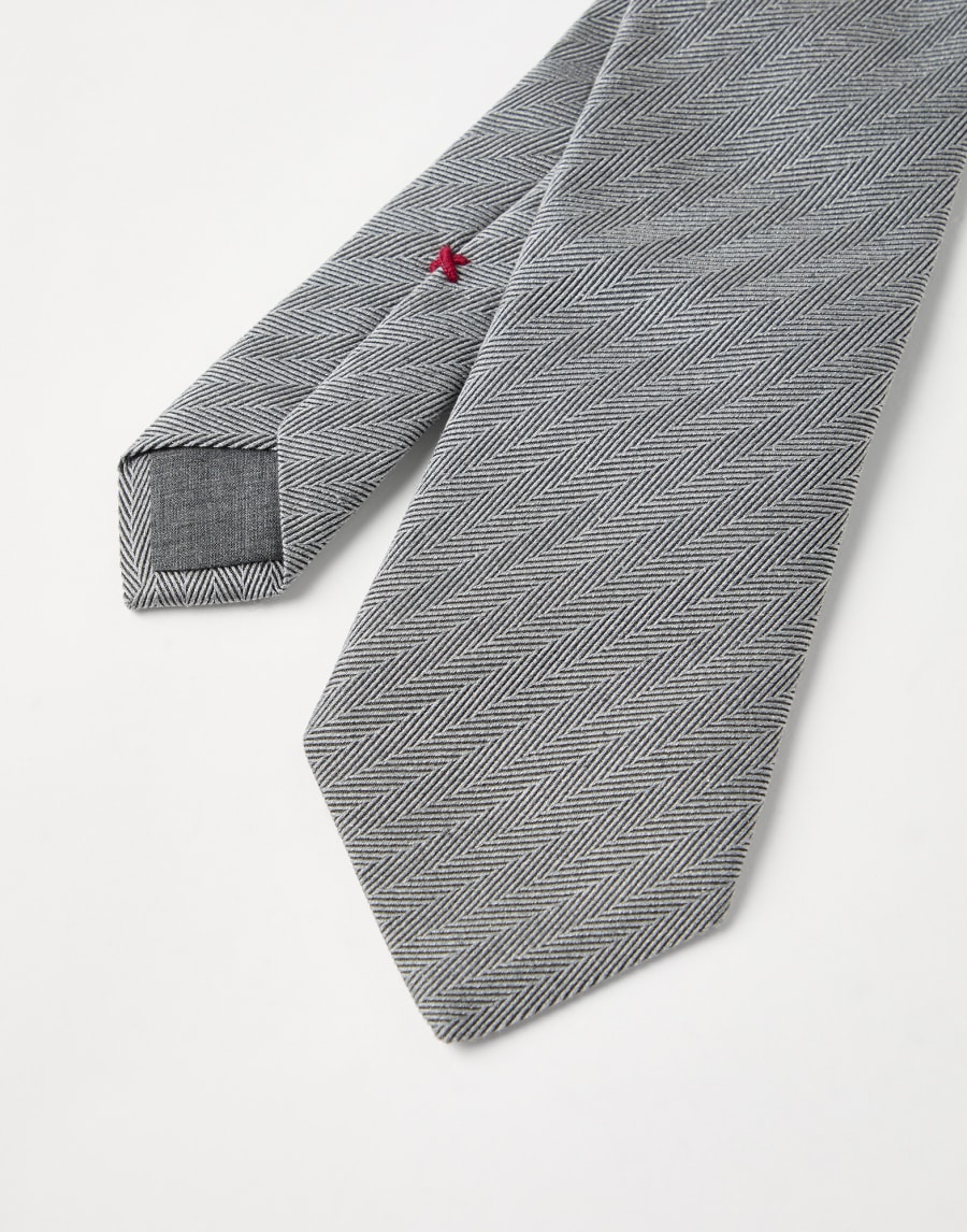 Herringbone necktie Grey Man - Brunello Cucinelli