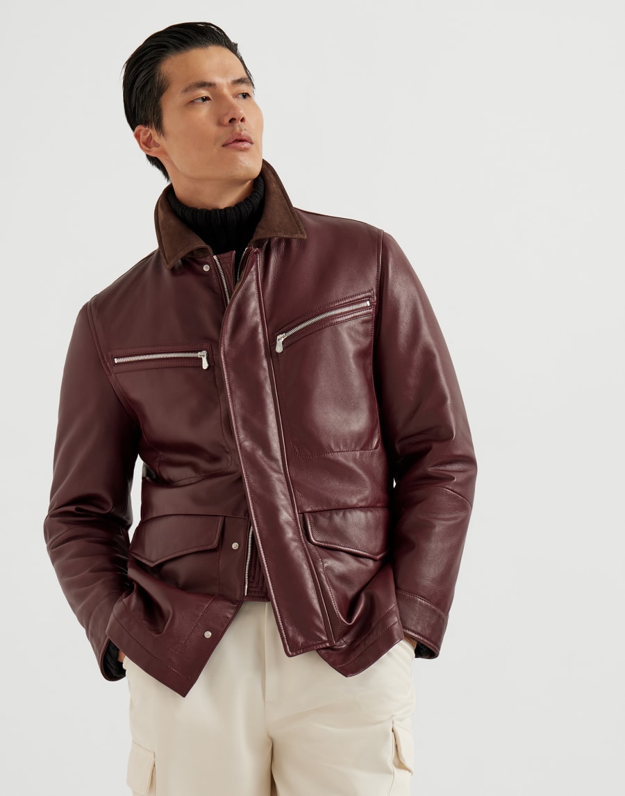 Field jacket in nappa Amaranto Uomo - Brunello Cucinelli