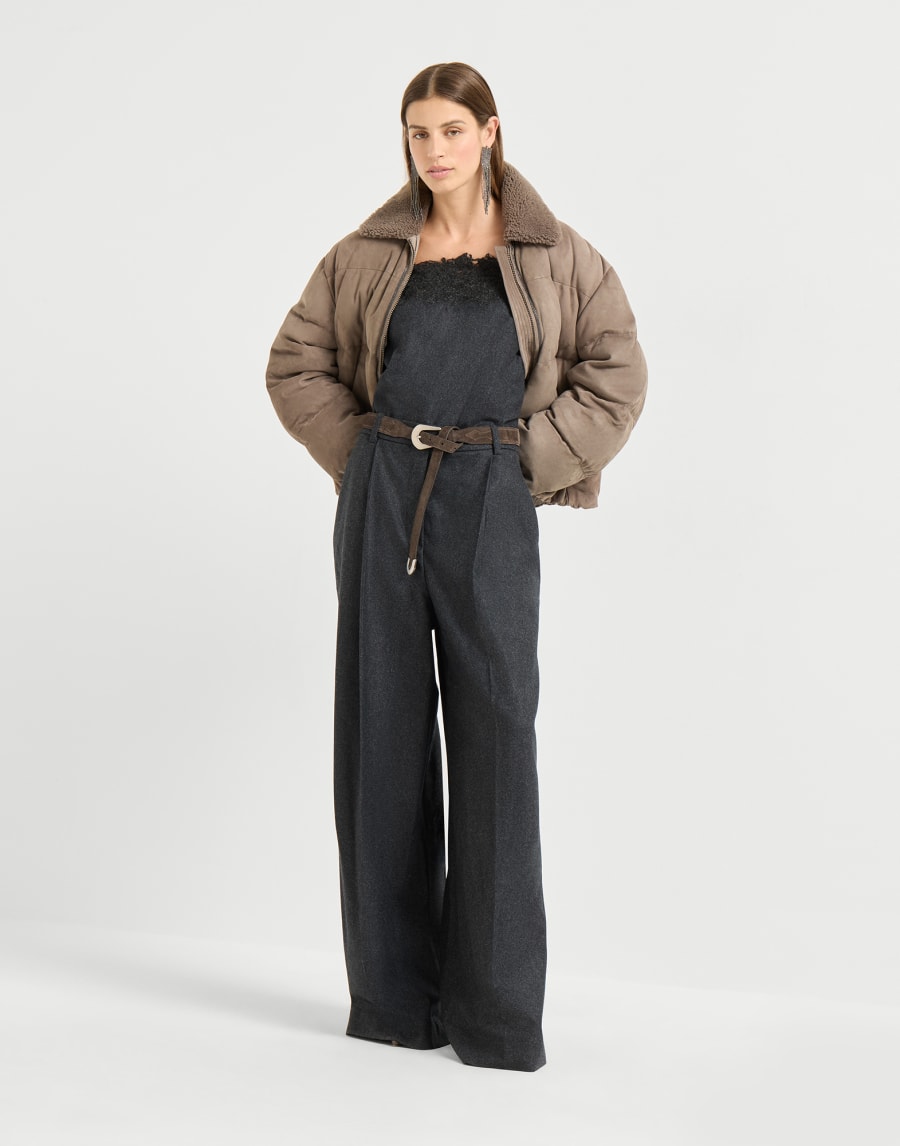Flannel jumpsuit Dark Grey Woman - Brunello Cucinelli