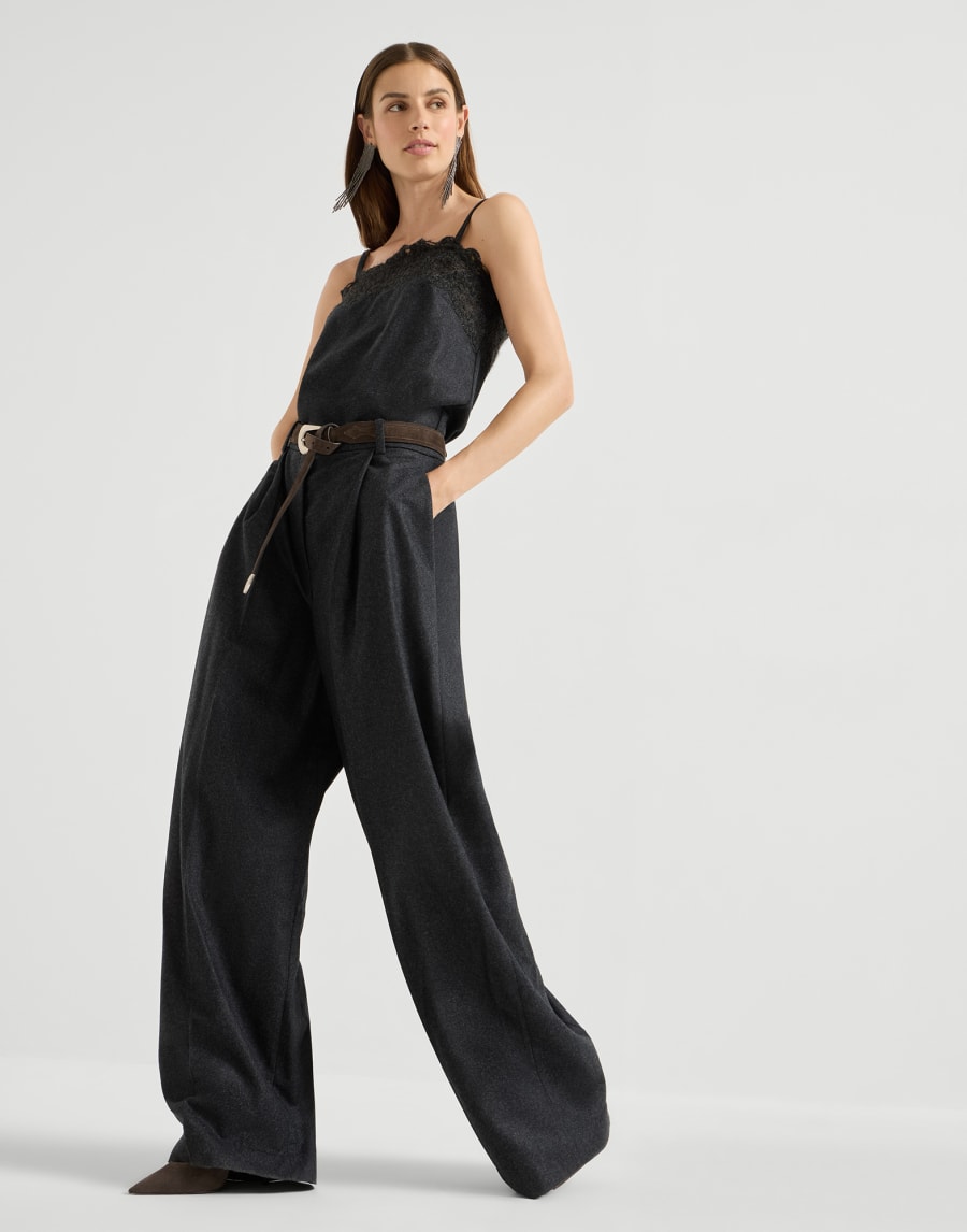Flannel jumpsuit Dark Grey Woman - Brunello Cucinelli