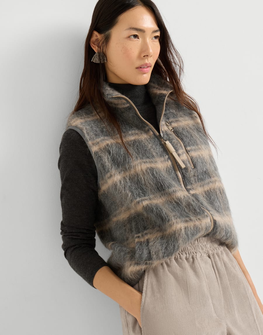 Gilet en maille Jacquard Check À Motifs Femme - Brunello Cucinelli