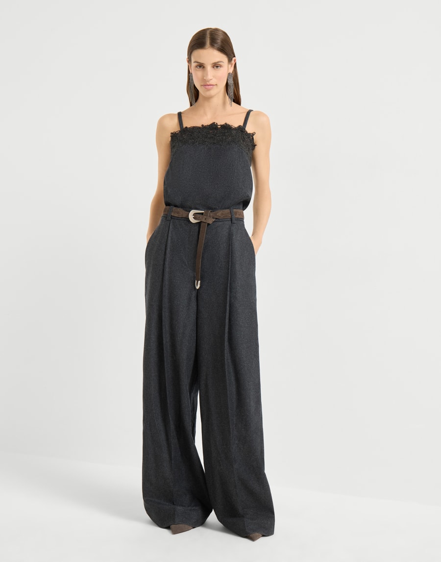 Flannel jumpsuit Dark Grey Woman - Brunello Cucinelli