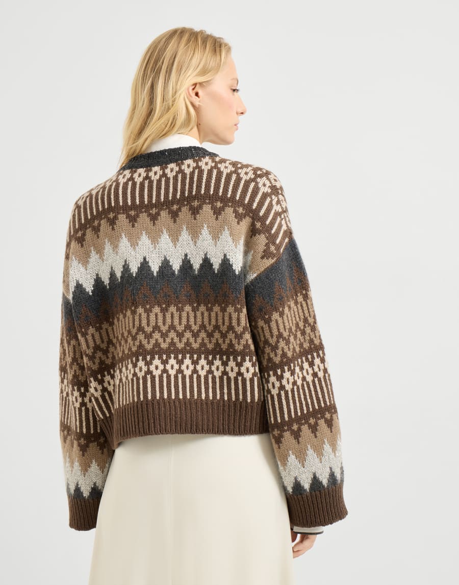 Dazzling Mountain Jacquard-Pullover Braun Damen - Brunello Cucinelli